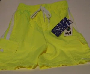 Uzzi Kidz Boys Swim Trunks Board Shorts - Neon Yellow - Lined / Pockets - Small - Picture 1 of 5