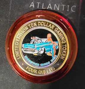 2023 FOUR QUEENS $10 RED Cap Silver Strike Blue Chevy June .999 - Picture 1 of 2