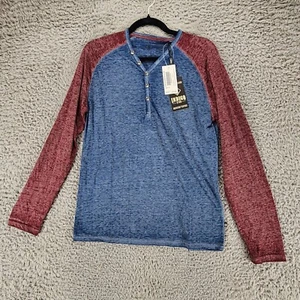 Indigo Star Shirt Mens Small Blue Red Long Sleeve Henley *NWT* - Picture 1 of 12