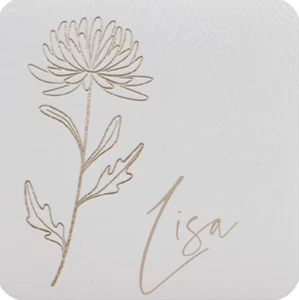 New! Faux Leather Jewelry Box Personalized "Lisa" w/ Birth Flower Chrysanthemum - Picture 1 of 3