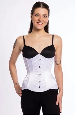 ¡Nuevo! Corsé 426 blanco satinado 20” Longline auténtico debajo del busto Foto 1 de 4