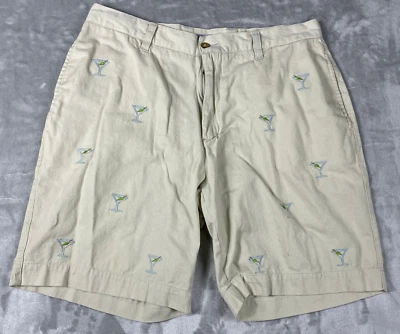 Pantalones Cortos BARRY BRICKEN Para Hombre Talla 36 Bordados Martini Glass con Oliva Foto 1 de 4