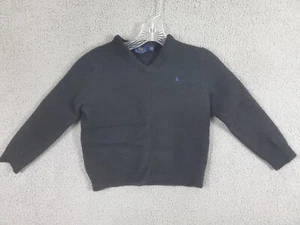 Polo Ralph Lauren Wool Sweater Kids Size Large Black Italian Fabric Yarn - Picture 1 of 8