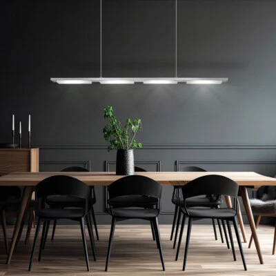 Lampada a Sospensione Luce Argento LED Luce Sala da Pranzo Alluminio H 120 CM - Immagine 1 di 4