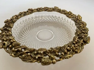Antique Pressed Glass Dish with Gold 6" Diameter K401 - Picture 1 of 9