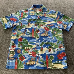 Kalaheo Mens Hawaiian Shirt Santa Claus Surfboards Floral Button Up Size S Small - Picture 1 of 12