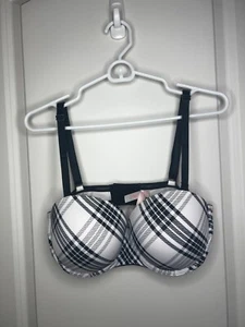 Victorias Secret Pink 36DD Wear Everywhere Multi Way Push-up Bra Black White - Picture 1 of 2