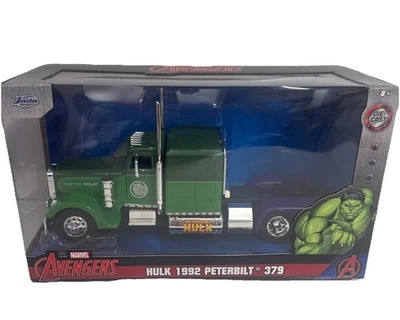 Jada 1:24 Hollywood Rides Hulk & 1992 Peterbilt 379 Marvel Avengers 35179 Model - Image 1 of 4