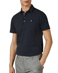 Ted Baker Herren Marine Kanari Punkte Print Polo Shirt 1 XS $ 159 NEU - Bild 1 von 3