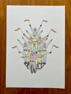 How We Roll - Dibujo artístico original A3, ilustración única, Oliver Lake - Imagen 1 de 4