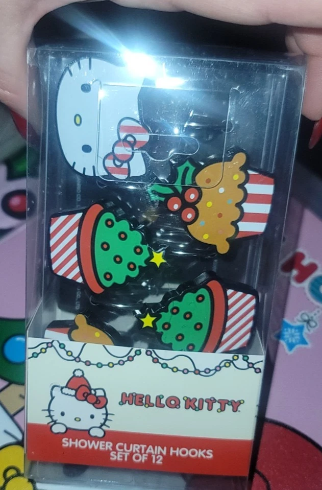 SANRIO HELLO KITTY CHRISTMAS HOLIDAY SHOWER CURTAIN HOOKS - NEW - Image 1 of 1