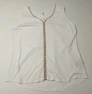 Women's KUHL Lightweight Shay Tank Top White Brown Stitches Sz XL Outdoor Casual - Picture 1 of 9