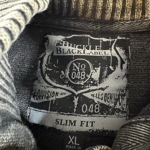 BKE Slim Fit Gray Long Sleeve 1/4 Button Collared Sweater Mens Sz XL Black Label - Picture 1 of 8