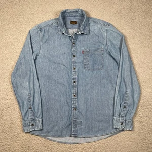Levis Denim Shirt Mens M Blue Skateboarding Collection Button Up Grunge Pocket - Picture 1 of 9