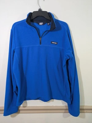 Lands' End Fleece Pullover Sweatshirt Mens Size M/T Blue 1/4 Zip Polyester Logo - Image 1 of 4