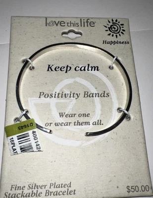 "KEEP CALM" - Pulsera Inspiradora Banda Positividad Plateada Foto 1 de 3