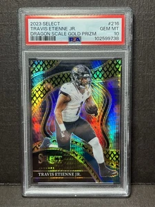 2023 Select Travis Etienne Jr. Dragon Scale Club Level Gold Prizm 10/10 PSA 10 - Imagen 1 de 4
