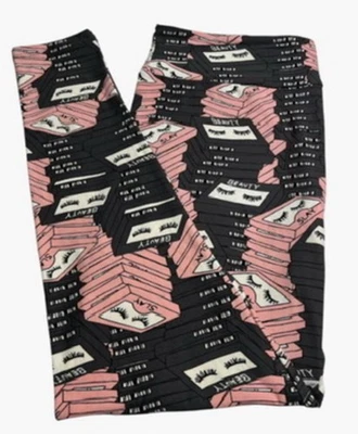 LuLaRoe Leggings TC2 Alto Curvilíneo 2 Maquillaje GRIS ROSA PESTAÑAS Belleza Divertido Glamour Foto 1 de 4