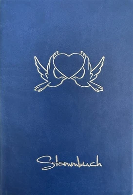 Stammbuch TAYA Format 14,0 x 21,0 cm, Lederstruktur,blau,RINGMECHANIK,SILBER