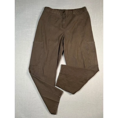 Pantalones cargo Eileen Fisher marrón algodón orgánico mezcla de cáñamo tobillo recortado talla M Foto 1 de 4