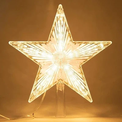 BRANDED LED Glowing Star Tree Topper Xmas Tree Decoration Home Party Navidad Noel 15 cm