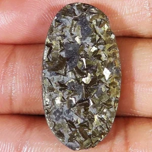 69.05 Karat 100% Natürlich Pyrit Druzy Quarz Oval Cabochonschliff Lose Edelstein - Bild 1 von 6