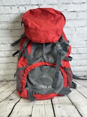 Eurohike Trek 65 Litre Backpack Expedition Rucksack Red Grey Camping Hiking VGC  - Image 1 of 4