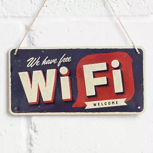 Tenemos WiFi Gratuito Colgante 20 cm Letrero de Pared Arte Bienvenida Placa Retro Decoración del Hogar - Imagen 1 de 4