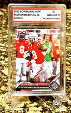 MARVIN HARRISON JR 2023 TOPPS Bowman U Now GEM-MINT 10 ROOKIE CARD #3! COA!