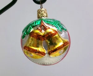 GOLDENE GLOCKEN / HERZ KLEINES GLAS WEIHNACHTSORNAMENT NEU - Bild 1 von 2