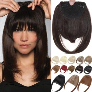 Clip on Fringe Extensions Hair Bangs Front Hairpiece as Human Real Thick Natural - Picture 1 of 78