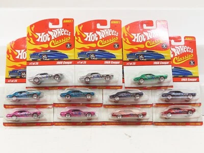 Lote de 11 Hot Wheels Classic Series 1 1968 Cougar Mattel H7072 novo na caixa 8701  - Imagem 1 de 4