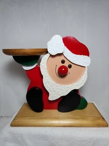 Vtg Christmas Red Wooden Santa Table Top Riser Shelf Decor Handpainted Handmade - Picture 1 of 11