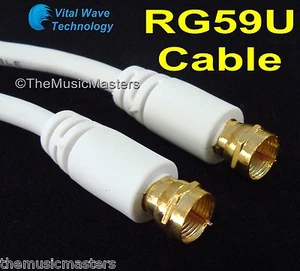 White 9 ft RG59U Coaxial Digital Video Cable HD TV Satellite Antenna Wire VWLTW - Picture 1 of 1