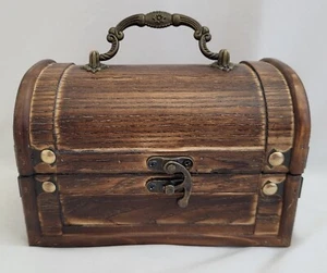 Chest Trunk  Small Distressed Wood with Fabric Interior. 2 Choices of Design - Picture 1 of 6