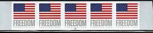 Mint US Strip of 5 Flag Freedom Coil Stamp with Plate# P111, Scott# 5788 (MNH) - Picture 1 of 1