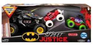 New DC Monster Jam Batman, The Joker, Harley Quinn Street Justice 3-pk Bundle