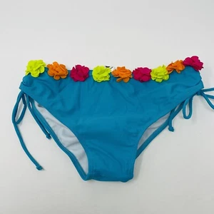 Limeapple Youth Girls Size 16 Rosette Bikini Swim Bottoms Blue Side Ties 870 - Picture 1 of 6