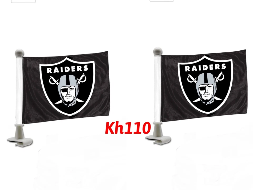 Oakland Raiders 2-pack Ambassador Style Auto Flag Car Banner Set Football