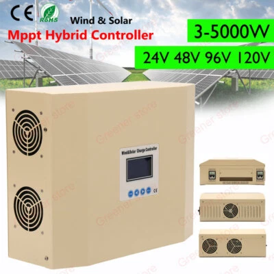 3KW 5KW MPPT Hybrid Wind Solar Charge Controller 24/48/96/120V Battery Regulator - Image 1 of 4