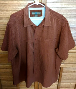 Field Gear Fishing Shirt Mens 2XL XXL Short Sleeve Button Up Vented Brown Stripe - Picture 1 of 4