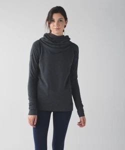 Lululemon Stress Less Funnel Neck Hoodie in Heathered Dark Grey - Picture 1 of 13