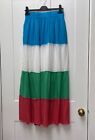 Ladies Angelie size 8, 10, 12 long tiered skirt, half lined, multicoloured