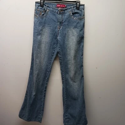 Pantalones de mezclilla Jenny Jo para mujer talla 9/10 azul elástico lavado medio bolsillos adornados  Foto 1 de 3