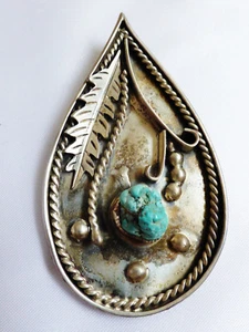 Colgante turquesa de plata esterlina hecho a mano con sello distintivo artista navajo JD - Imagen 1 de 12