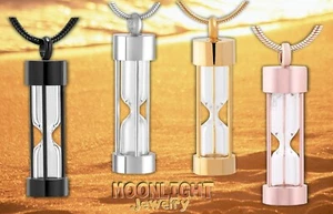 New Hourglass Cremation Hour Glass Urn Keepsake Ashes Memorial Necklace - Picture 1 of 10
