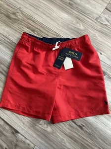 NWT Polo Ralph Lauren swim trunks Youth Sz 10/12 Red stretch waistband - Picture 1 of 7