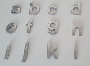 3D Quality Metal Chrome Self Adhesive Lower Case Letters Signs Badge - Silver - Picture 1 of 9