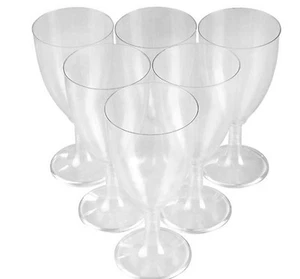 SET OF 10 CLEAR PLASTIC WINE GLASSES WEDDING PARTY 8 OUNCE OZ BULK WHOLESALE - Picture 1 of 1