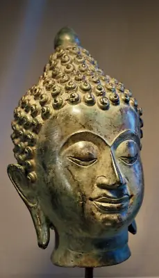 1.) Alte Buddha Bronze  Büste, Kopf, Skulptur, Figur Asien Gottheit Kambotscha ? • 32.40€